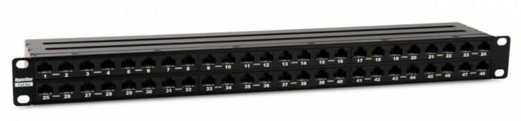 Патч-панель PPHD-19-48-8P8C-C6A-110D высокой плотности 19", 1U, 48 портов RJ-45, неэкранированная, категория 6A, Dual IDC | 225401 Hyperline