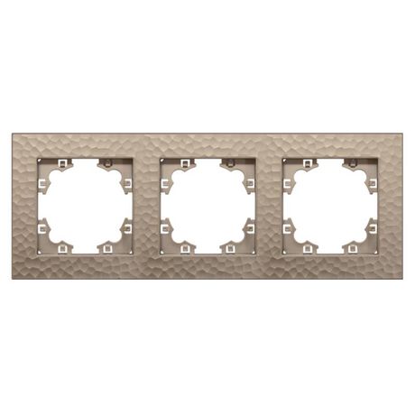 Рамка фактурная 3 поста универсальная UNIVersal Афина шампань (еврослот) - A10045-Br Союз