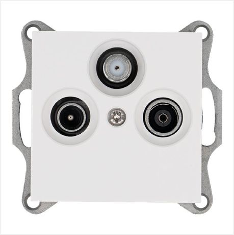 Розетка телевизионная оконечная TV + FM SAT 3-м Ф9.5мм механизм бел. глянцевый Jasmart G6206W