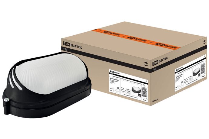 Светильник пылевлагозащищенный под лампу для ЖКХ НПБ1407 черный/овал ресничка 60Вт IP54 | SQ0303-0054 TDM