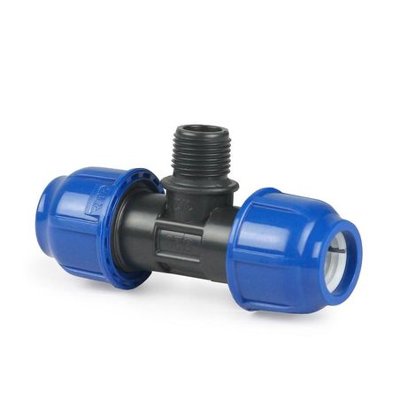 Тройник компрессионный наружн. резьба PN16 d40х1дюйм для ПЭ труб RTP 14432