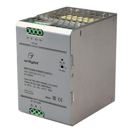 Блок питания ARV-DRP480-PFC-24 (24V, 20A, 480W) (Arlight, IP20 Металл, 5 лет) | 040231 Arlight