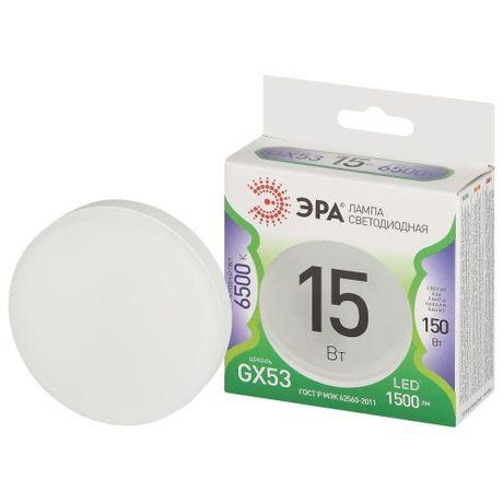Лампа светодиодная LED 15 Вт 1500Лм 6500К таблетка (GX53) холодный GX53 220-240В GX-15W-865-GX53 Green Line - Б0067030 ЭРА