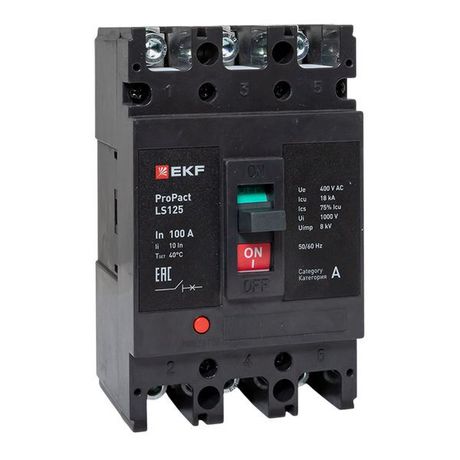 Автоматический выключатель LS125 18кА 3P 100А ProPact EKF - mccb-125-18-3-100-ls