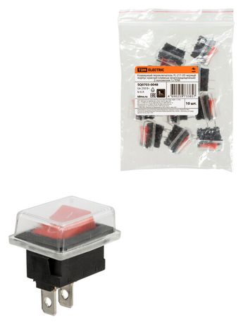 Клавишный переключатель YL-211-03 черный корпус красная клавиша (влагозащищенный) 2 положения 1з | SQ0703-0048 TDM