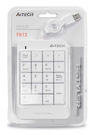 Блок числовой Fstyler FK13 бел. USB slim для ноутбука WHITE A4TECH 1391292