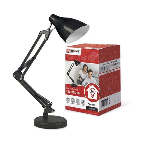 Светильник настольный под лампу на основании + струбцина СНО 17Ч-E27 230 В ЧЕРНЫЙ IN HOME - 4690612037233