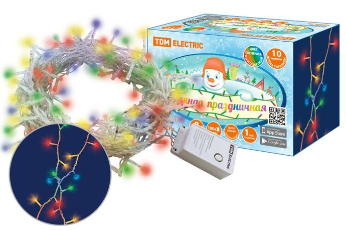 Гирлянда светодиодная СГ100M10, многоцвет., 10м, 8 режимов, 250 В, | SQ0361-0037 TDM ELECTRIC