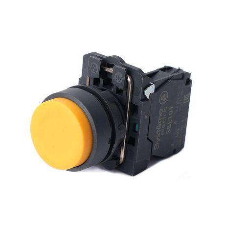 Кнопка модульная SB5 в сборе 22мм выступающая с возвратом пластик 1НО желт. SE SB5AL51 APC