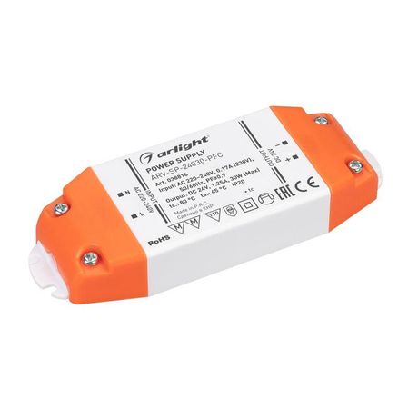 Блок питания ARV-SP-24030-PFC (24V, 1.25A, 30W) (IP20 Пластик, 5 лет) - 038816 Arlight