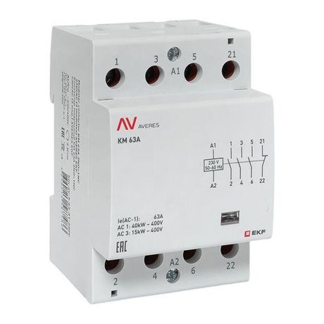 Контактор модульный КМ 63А 3NO+1NC 230VAC (3 мод.) AVERES | km-av-3-63-31-230V EKF