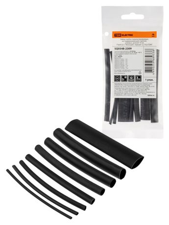 Набор трубок термоусаживаемых, клеевых "Моноцвет-диапазон, черный " | SQ0548-2309 TDM