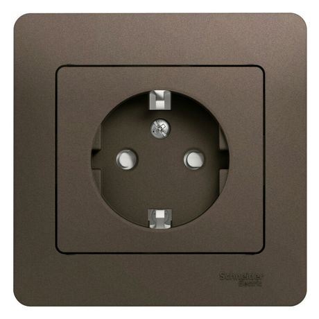 Розетка 1-м СП 1мод. Glossa 16А IP20 с заземл. защ. шторки в сборе шоколад SE GSL000844 APC