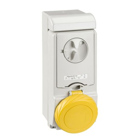 НАСТЕННАЯ РОЗЕТКА UNIKA С ДЕРЖ ПРЕДОХР 32A 3P-E 100-130 IP65 | 83190 Schneider Electric