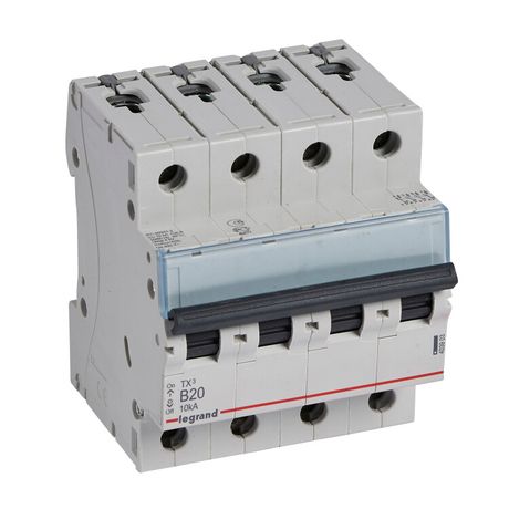 Выключатель автоматический модульный 4п B 20А 10кА TX3 6000 4мод. 400В Leg 403903 Legrand