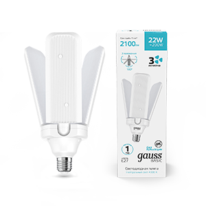 Лампа светодиодная LED 22 Вт 2100 лм 4000К AC180-240В E27 нейтральный Клевер-3 сегмента Basic Gauss - 11732222