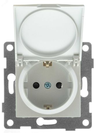 Механизм розетки 1-местн. с/з с з/ш и крышкой СП Ugra 16А IP20 250В жемчуж. GUSI С11Р91-028