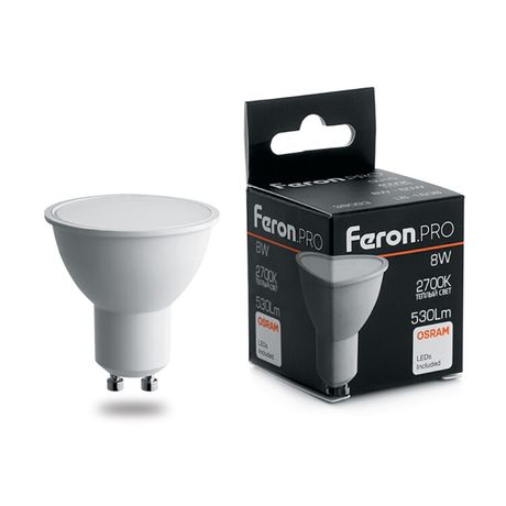 Лампа светодиодная .PRO LB-1608 GU10 8W 2700K OSRAM LED | 38092 Feron