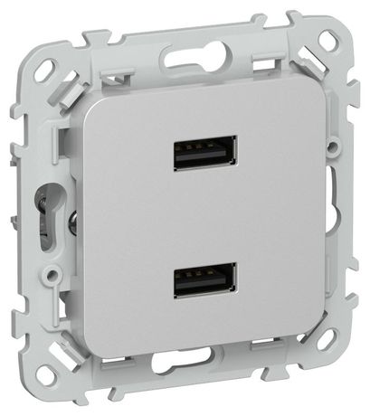 Розетка USB AA СП FLITE РЮ-2-ФлА 2.1А механизм алюм. IEK FI-U21-D31-K47 IEK арт. FI-U21-D31-K47