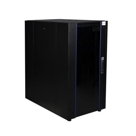 Шкаф напольный 19дюйм 22U 600х1000 перед. дв. стекл. задн. стен. метал. черн. Datarex DR-700131