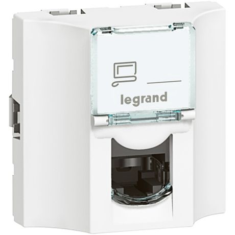 Розетка компьютерная проходная СП 2мод. Mosaic RJ45 кат.6A STP бел. Leg 078628 Legrand
