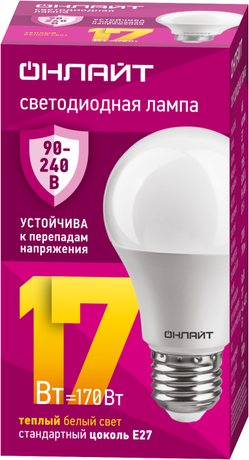 Лампа светодиодная 90 533 OLL-A60-17-230-2.7K-E27 (PRO 90-240 В) | 90533 ОНЛАЙТ Navigator