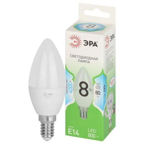 Лампа светодиодная LED 8 Вт 800Лм 4000К свеча нейтральный E14 220-240В B35-8W-840-E14 Green Line - Б0067100 ЭРА