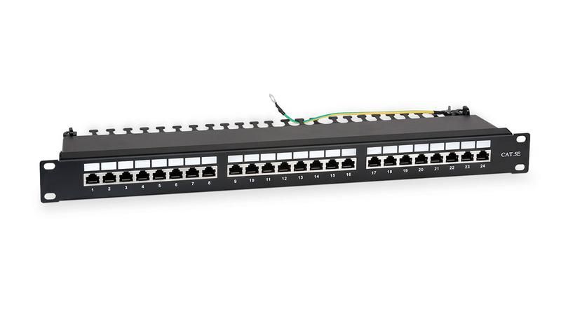 Патч-панель 19''''(1U) 24 порта RJ-45 полностью экранированная категория 5e Dual IDC цвет черный WRline '''' - 505210