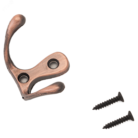 СТАНДАРТ 002 AC старая медь - 10191 Крючок-вешалка двухрожковый ПТК