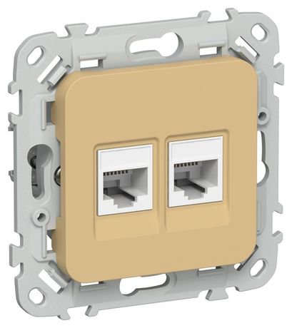 Розетка компьютерная 2-м СП FLITE РК5е-2-0-ФлШм RJ45 кат.5E UTP механизм шамуа IEK FI-K22-1-K89 IEK (ИЭК) арт. FI-K22-1-K89