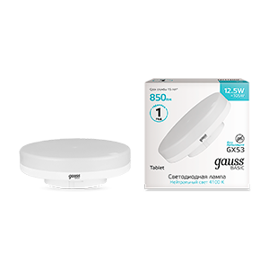 Лампа светодиодная LED 12.5 Вт850 Лм 4100К белая GX53 таблетка Basic Gauss - 10849232