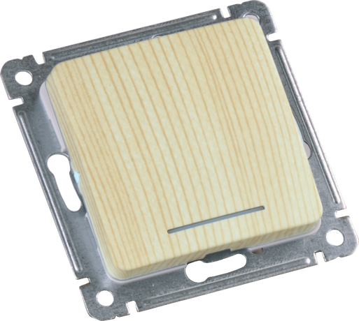 Выключатель скрытой установки, одноклавишный, с индикацией, самовозвратом, механизм, цвет сосна | ВС10-432-02 HEGEL