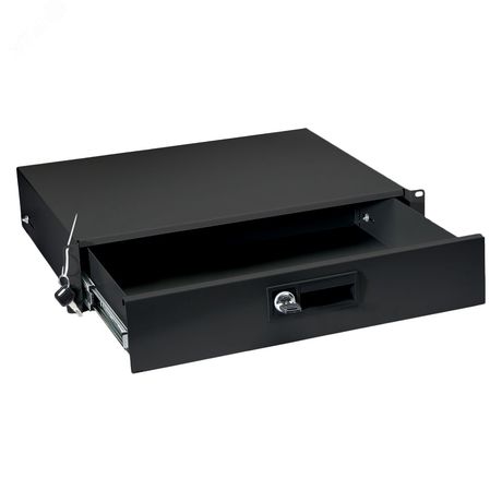 Ящик для документов 2U, глубиной 360 мм, цвет черный (RAL 9004) - DRW-2U-BK Cabeus 8637c