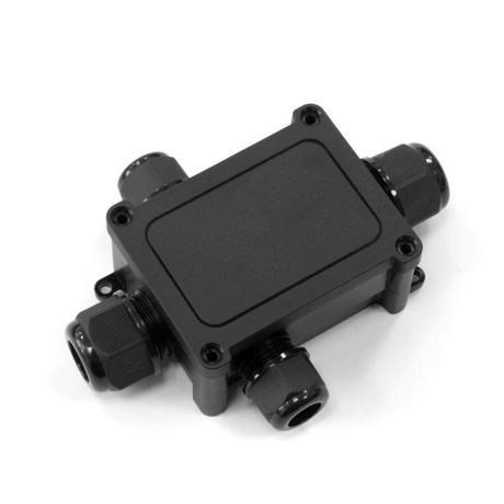 Распределительная коробка 4-вводная IP68 ПА66 40А 450В d5-14 мм 135х96х42 черная | PR08.13149 Промрукав Строитель