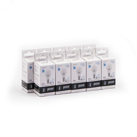 Лампа светодиодная LED 10 Вт 730 лм 4100К AC180-240В E14 шар P45 нейтральный Elementary Gauss - 53120