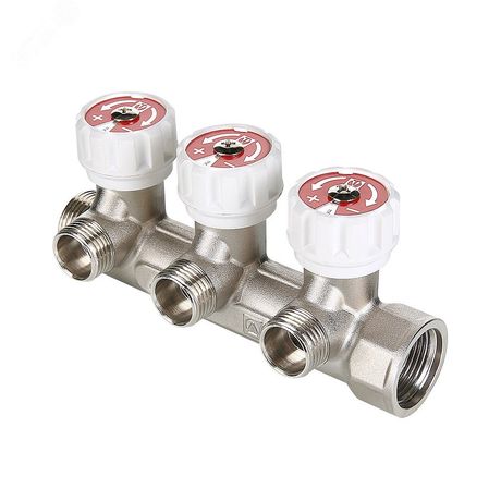 Коллектор 3/4' х 4 выхода 1/2' НР с вентилями (на подающий трубопровод) - VTc.570.N.0504 VALTEC O57004054X