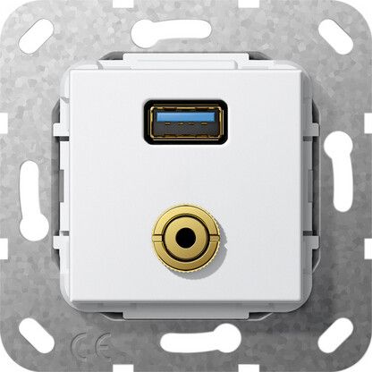 Мех-м с накладкой USB с/у пластик белый IP20 Gira System 55 | 568603