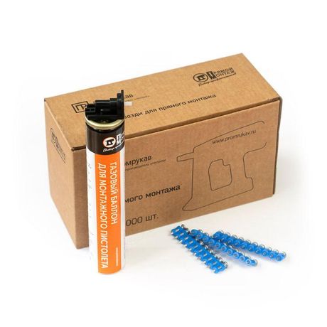 Комплект газовый баллон 165 мм и гвозди для прямого монтажа 3х16 (усиленные) (1000 шт/уп) | PR08.22648 Промрукав Строитель