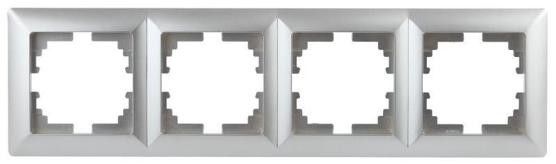 Рамка для розеток и выключателей 4 поста алюминий пластик Intro Solo 4-504-03 - Б0043426 ЭРА