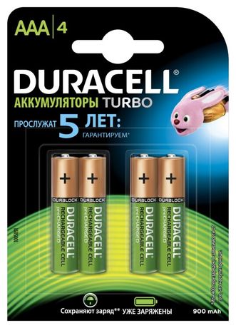 Аккумуляторы Duracell HR03-4BL 850mAh/900mAh предзаряженные | Б0014861