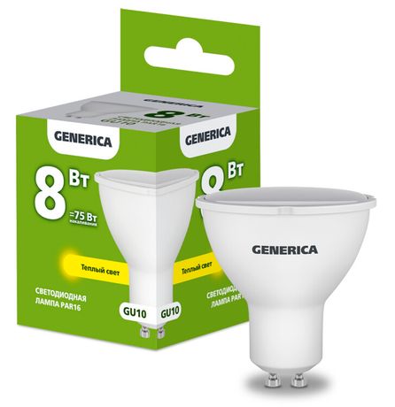 Лампа светодиодная PAR16 софит 8Вт 230В 3000К GU10 | LL-PAR16-08-230-30-GU10-G GENERICA IEK