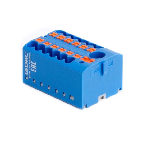 Блок распределительный зажим push-in 1 ввод 6кв.мм 12 точек подключения 25кв.мм син. DKC DTP1-112-104SPUB ДКС