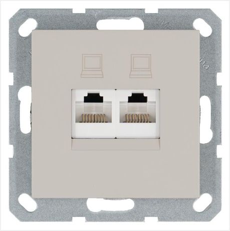 Розетка компьютерная 2-м RJ45 IP20 кат. 5E механизм тауп Jasmart G6106T