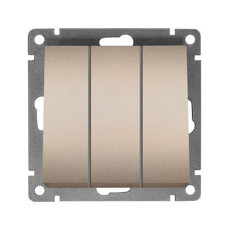 Выключатель трехклавишный UNIVersal серия Афина, с/у, 10А, 220В, шампань (еврослот), механизм - A0043-Br Союз