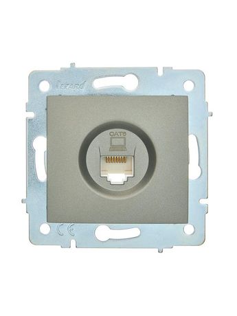 Розетка компьютерная 1-м СП ASTI IP20 RJ45 механизм Cat 6e платина. LEZARD 7081-3588-140