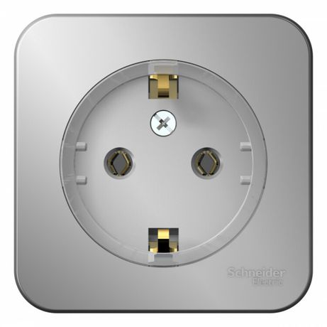 Розетка BLANCA наружная, с заземлением, без шторок, (тонкая), изолирующей пластиной 16А, 250В, алюминий - BLNRA110113 APC