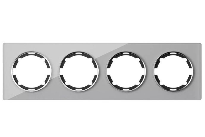 Рамка горизонтальная стеклянная на 4 прибора, цвет серый - 2234937 ССТ