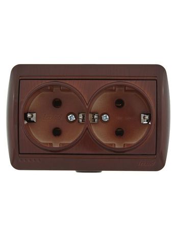 Розетка двойная с/з закрытый корпус керамика вишня (10шт/120шт) - 710-0600-127 LEZARD