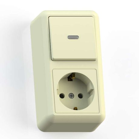 Блок ОП Оптима БКВР-432 (1-м розетка с заземл. + 1-кл. выкл. подсветкой) сл. кость Кунцево 8087