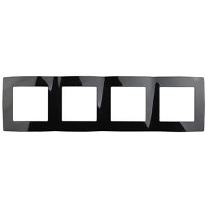 Рамка для розеток и выключателей 4 поста черный пластик ЭРА 12 12-5004-06 - Б0014776